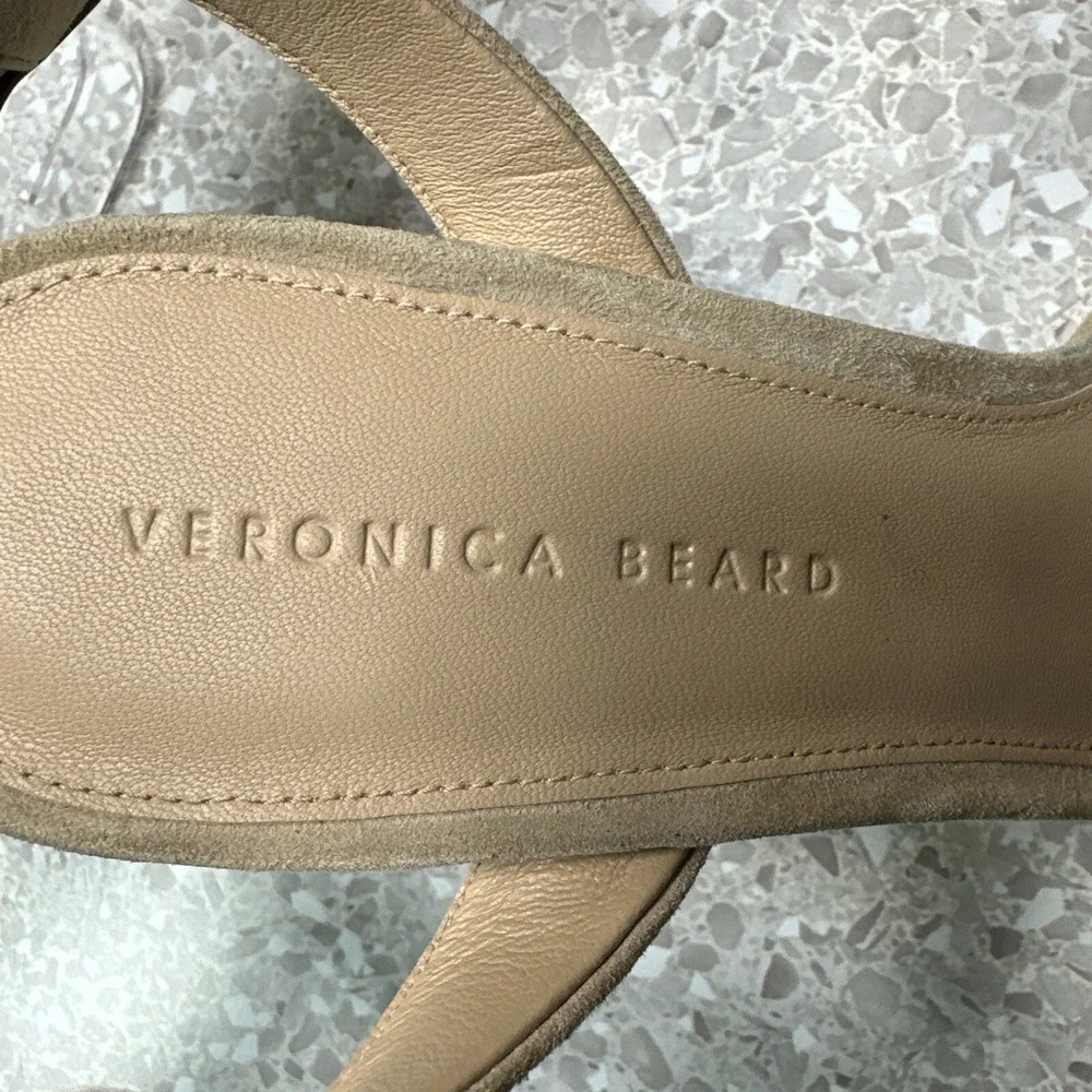 Veronica Beard Darcelle Platform Sandals 10.5 Nude Suede Leather Ankle Strap